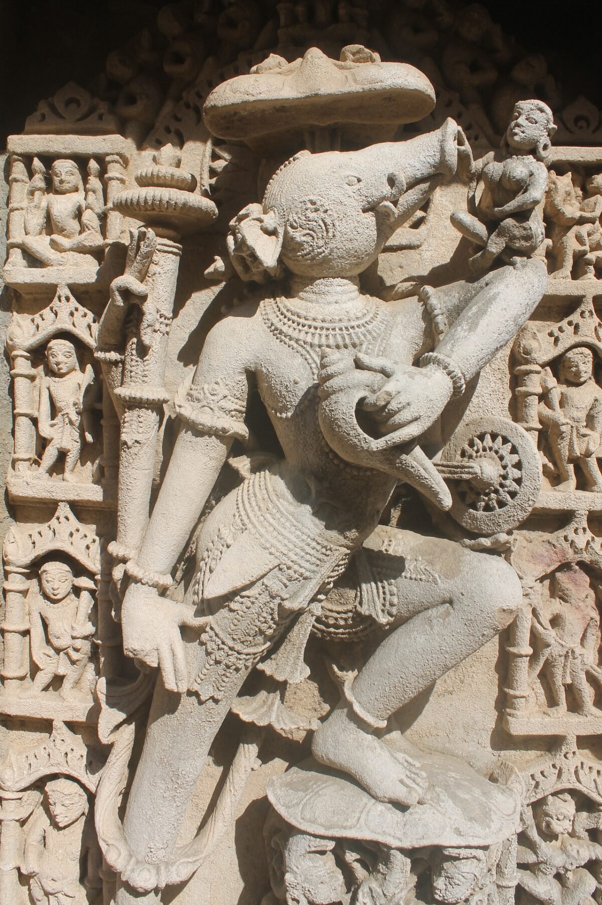 Carving of Lord Vishnu as the avatar of Varaha, the boar.