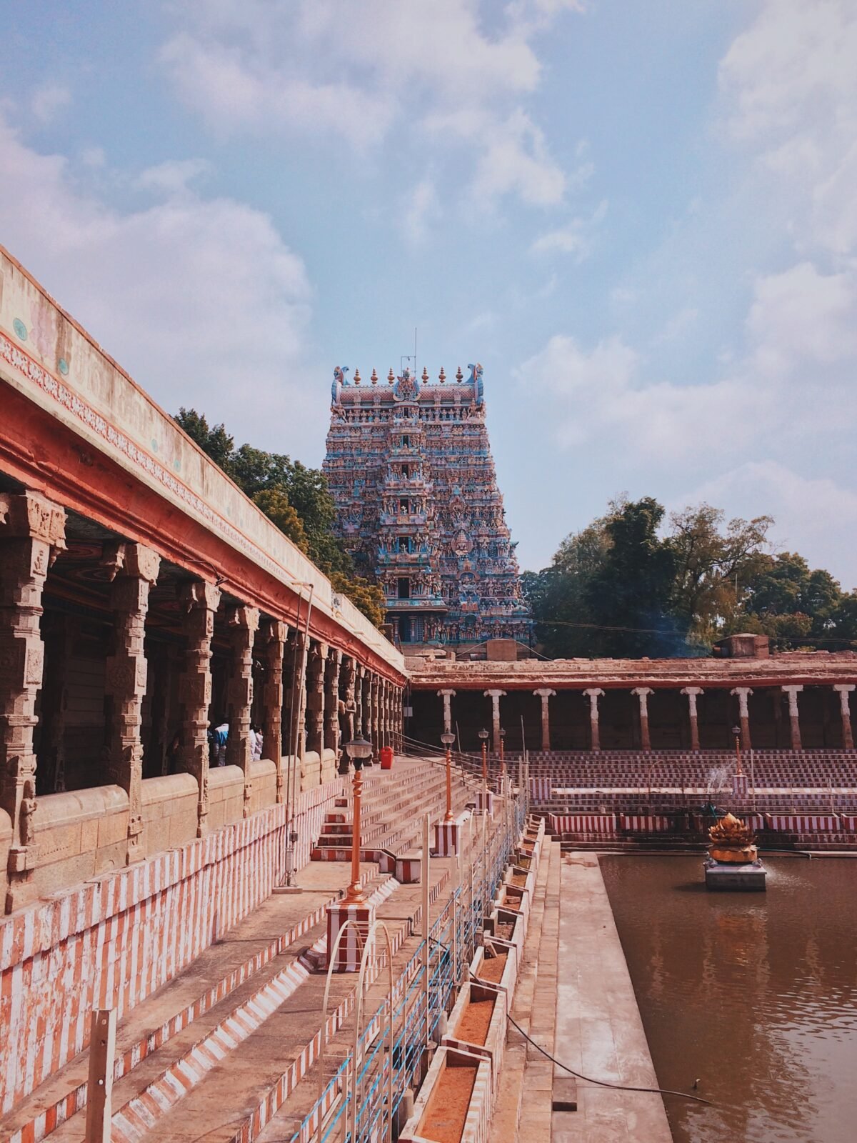 The temple tank at Madurai Meenakshi Amman Temple at Madurai, Tamil Nadu